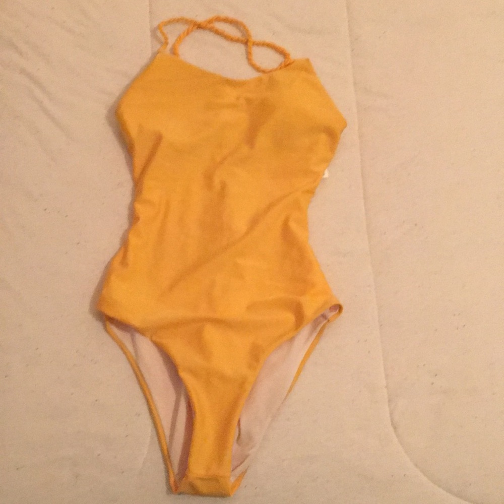 yellow one piece swimsuit